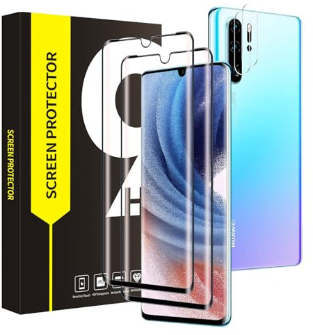 VSEER 2+2 Stück Schutzfolie für Panzerglas für Huawei P30 Pro, 3D Vollbildschirm Anti-Kratzer Ultra-Klar Huawei P30 Pro Displayschutzfolie, 9H Hoher Härtegrad P30 Pro Panzer Schutz Glas & Kameraschutz