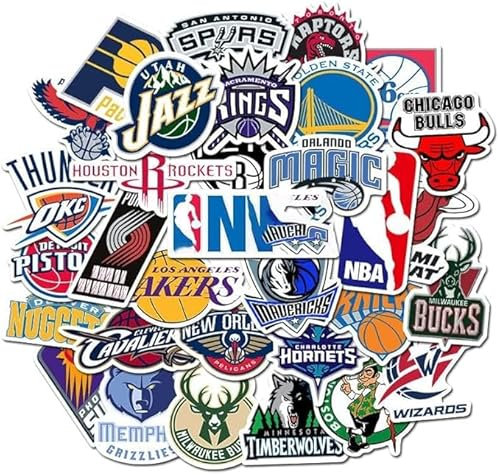 CVDYWDJIE 60 NBA-Aufkleber, Sport-Basketball-Aufkleber-Dekoration, DIY-Gepäckbecher-Dekorationsaufkleber, Personalisierte Graffiti-Aufkleber, Basketball-Aufkleber-Geschenke
