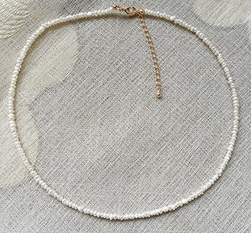 ZCCZJS Collare con Mini Collana con Filo di Perle barocche da 2-3 mm, Elegante Collana Girocollo con Perle d'Acqua Dolce Naturali Reali per Le Donne