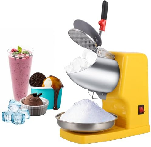 Elektrischer Ice Crusher 500 W 2000 U/min, Edelstahl Eisbrecher 65kg/h, Doppelmesser Ice Shaver Machine mit Schüssel, Ice Crushers Machine für die Zubereitung von Smoothies, Kaltgetränken, Milchtee