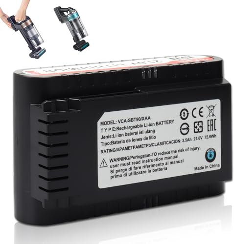 21.6V 3500mAh Li-Ion Batería de Repuesto Compatible con Samsung Jet 75, Jet 75 Pet, Jet 75 Complete, Jet 90, Jet 90 Multi, Jet 90 Pet, Jet 90 Complete, VCA-SBT90/XAA Batería de Aspiradora