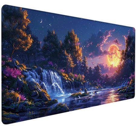 Gaming Mauspad Mond Mousepad xxl 800 x 400 mm, Groß Erweiterter Schreibtischunterlage Grün, Desk Mat mit Rutschfeste Gummibasis, Verbessert Präzision und Geschwindigkeit, Gaming Zubehör, Geschenke X-9