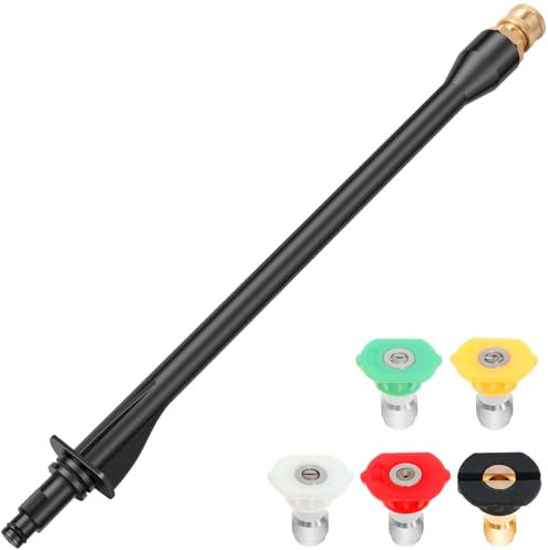 Pressure Washer Wand Replacement with 5 Spray Pressure Washer Nozzle Tips, 16 Inch, Compatible with Ryobi Pressure Washer Gun, 2000 PSI