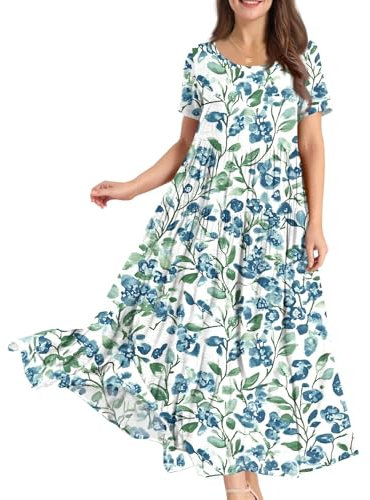 Sommerkleid Damen Elegant Strandkleid Maxikleider Sommer Etuikleid Festliche Kleider Für Italienische Mode Abiballkleider Sommerkleid Damen Midi Schwarzes Kleid Plissee Festlich (Grün,XL)