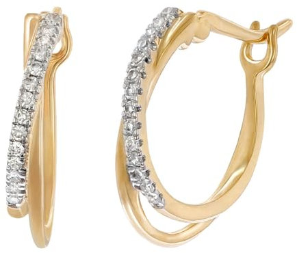 GLIZZ Diamant-Ohrringe Gold 333/8K Creolen zauberhafter Ohrschmuck für Frauen, modisches Accessoire und edle Geschenkidee GL8634