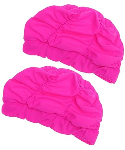 BESTonZON 2pièces Lot de Bonnets De Bain Plissés Imperméables pour Femmes Protège-Oreilles Bonnets Piscine Natation