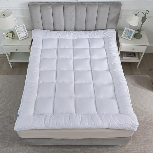 CHILIMILII 10CM Thick Hotel Quality Mattress Topper Single 90x190 CM- Micro Fibre Mattress Enhancer Pad with Easy Fit Straps- Box Stitched- Elastic Corners- Ultra Fluffy and Breathable Topper-Washable
