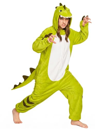 OLAOLA Adult Animal Onesie, Halloween Costume for Fun Fancy Dress Party | Soft breathable flannel with back zip, fun 3D embroidered hood, side pockets, Perfect for festivals, World Book Day