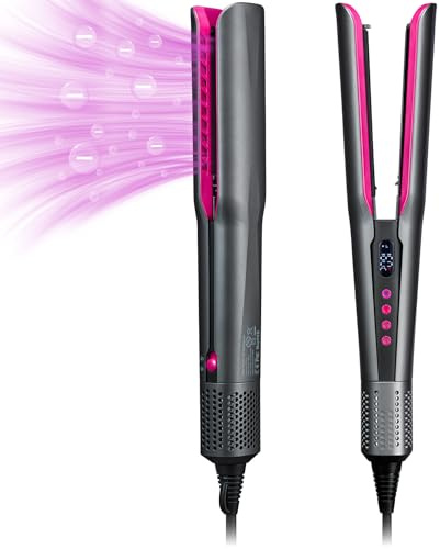 Air Haarglätter, Ionen Air Glätteisen OHNE Heizplatten, Nass bis Trocken, Glätten mit Luft, Ohne Hitzeschäden, für Mittleres Haar und Langes Haar(35-75cm), 1300W, 90℃-160℃