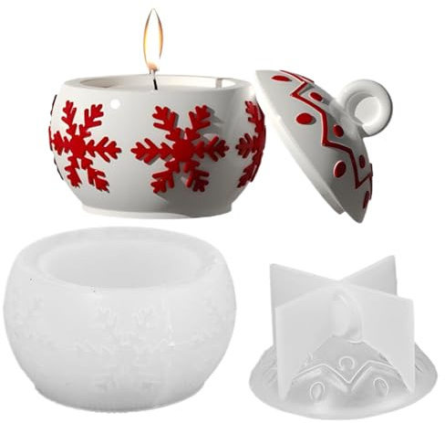 Für Vasen aus Harz mit Deckel – Form für Weihnachts-Kerzenhalter mit Schnee-Design | Form mit Schnellverschluss für die Herstellung von Schachteln, Schmuck, Heimdekoration