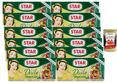 Italian Gourmet Il Mio Dado Vegetale brodo vegetale Würfel 12 x 100g | Senza glutine e lattosio, ohne Konservierungsstoffe, praktische Bouillon, Gesamtnettogewicht 1,2 kg + Kostenlos Polpa 400g