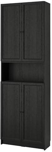 ProTuning BILLY/OXBERG Bücherregal mit Türen/Erweiterungseinheit, schwarze Eichenoptik, 80 x 30 x 237 cm