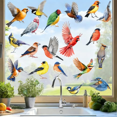 YIHELU Vogelaufkleber für Fensterscheiben, Vogelschutz Fensteraufkleber | Mit Vogelmotiv,Vogel‑Scheibenschutz verhindert Vogel‑Glas‑Kollisionen, Vogelabwehr‑Sticker für Haus‑ und Garten‑Glasscheiben