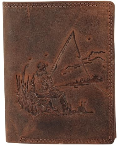 Akzent Geldbörse für Herren aus Leder in Braun, Geldbeutel mit Druckknopf in 9 x 12 x 2 cm