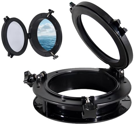 Hublot Fenêtre, 26,5CM Universel Noir Rond Hublot FenêTre De Camping-Car Hublots Marin Accessoire De Remplacement Pour Portes De Bateau Et Yacht