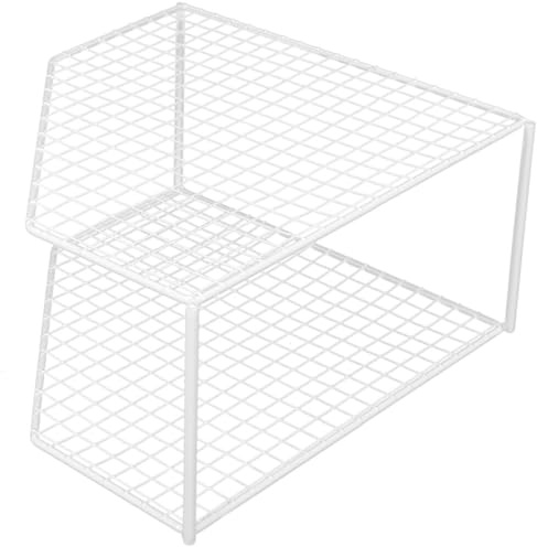 DECHOUS Double Tiered Corner Pan Rack Kitchen Organizer Table Top Stand for Compact Space Storage
