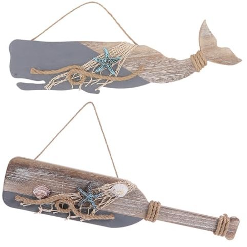 BUTIFULSIC Wandbehänge Maritime Wanddekoration 2 Stück in Paddelform und Delfin Design im Ocean Style für Wohnzimmer und Kinderzimmer