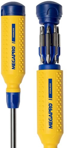 Megapro - 151SS-CS Megapro 151SS 15-in-1 Edelstahl-Treiber in Gelb/Blau/Gelb/Blau