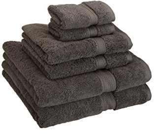 Superior - 6-teiliges Handtuchset, 900 Gramm, Baumwolle, dunkelgrau