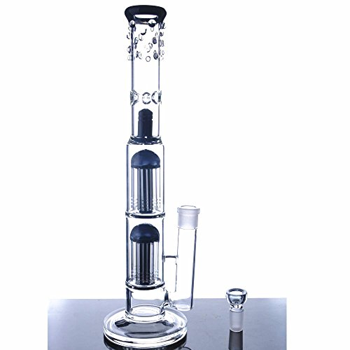 Glass bong double tree dome coffee maker tube 18 mm bowl height 40 cm. black