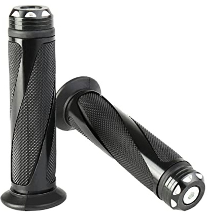 Bonnoeuvre Motorrad Lenkergriffe Griffe 22mm 24mm rutschfest aus Gummi Anti-Rutsch Aluminium für 7/8 Lenker für Roller Quad Scooter Cross (Schwarz)