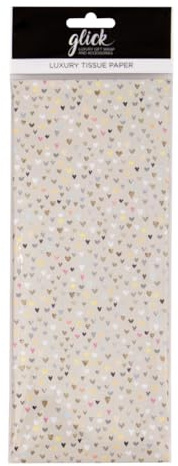 Glick Seidenpapier mit Herzen, jedes Blatt 750 mm x 500 mm, Herz-Seidenpapier für Geschenkverpackungen, geeignet für Geburtstage, Valentinstag, Muttertag, Hochzeiten