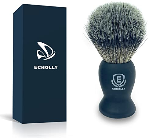Echolly Shaving Brushes for Men-Premium NO Shedding Bristle Shaving Brush-Vegan Lather Shave Brush-Luxury Fast Beard Brush-Perfect Gifts for Men,Boyfriends,Fathers(Rubber Handle)