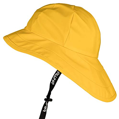 AWHA Souwester, Rain Hat Yellow/Unisex - Waterproof Cap with Wide Brim and Earflaps