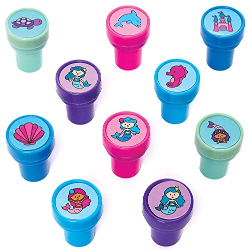 Baker Ross FC840 Meerjungfrauen Stempel für Kinder - 10er Pack, Stempelset für Kinder, Perfekt für Kindergeburtstag Mitgebsel