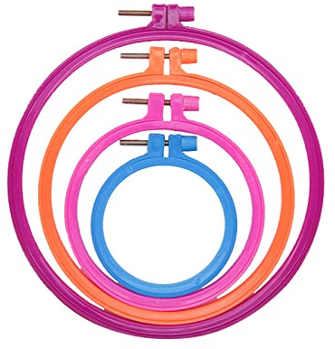 Runder Stickrahmen Set, Kreuzstichrahmen, Kreuzstich Ring, Ringe Embroidery Hoop, Kreis Kreuzstich Hoop Ring, Stickrahmen, für DIY Kunst Handwerk Handliche Nähen, 4 Stück, 4 Zufällige Farben
