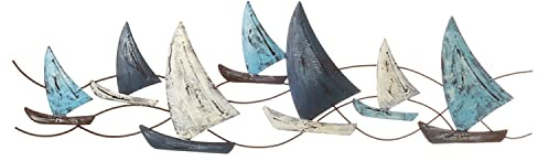 Wanddeko Segelschiff aus Metall 75 x 2,5 x 19 cm Wandskulptur - Segelschiff