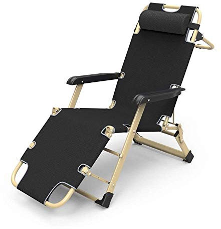 Outdoor Zero Gravity Patio Lounger Chair Klappbarer Gartenstuhl Verstellbare Liegen Rasen Lounge Chair Abnehmbare Kissenstütze 200 kg (Farbe : Schwarz)