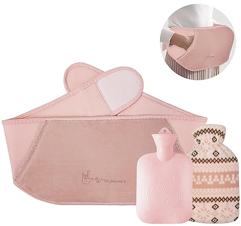 Hot Water Bottle with Belt, Touyinger Hot Water Bottle with Waist Cover Soft Furry Wrap Around Hot Water Bottle Warm Water Bag for Period Pain Relief, Back, Hands, Shoulder