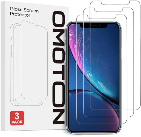 OMOTON für iPhone 11/XR Panzer Schutz Glas, kompatibel mit iPhone 11/XR Schutzfolie, Einfache Installation, 9H Härte, Anti-Kratzen, Anti-Bläschen, 3 Stück