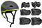 CROXER Skateboard Schutzausrüstung Set: Helm Raven F511 + Schützer Porto (Grey/Lime, Helm M + Schützer S)