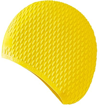 LinsLiliana Bonnet de Bain Premium pour Femme & Homme – Bonnet Piscine imperméable et antidérapant en Silicone Souple​​ – Ajustement Confortable (Jaune)
