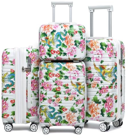 Sea choice Kofferset 3tlg. Hartschalen Trolley Koffer PC Handgepäck Set mit Beautycase Reisekoffer mit YKK Reißverschluss TSA-Schloß und 4 Rollen S/M/L/XL (L Koffer Erweiterbar)