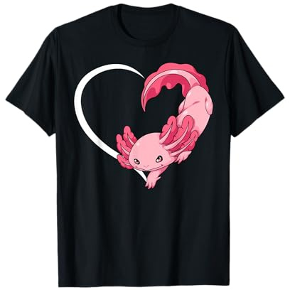 Axolotl T-Shirts für Damen Mädchen Kinder Axolotl T-Shirt Herz T-Shirt