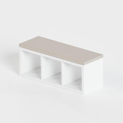 Sitzauflage für Kallax Regal 1x2, 1x3 und 1x4-4cm dickes Sitzkissen, Polster + waschbarer Bezug mit Reißverschluss - Ideal für Sitzbank im Flur & Kinderzimmer, in Grau oder Beige (111, Beige)