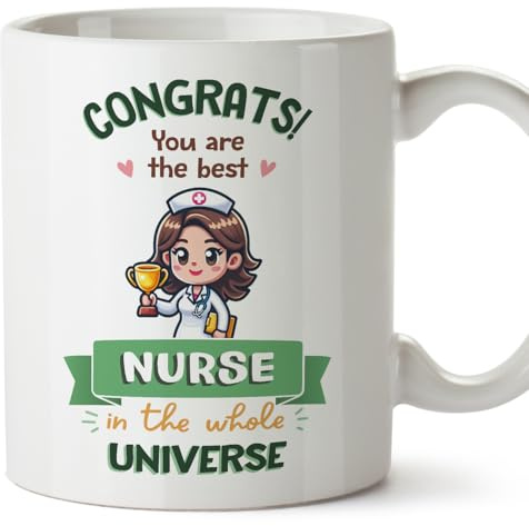 MUGFFINS Nurse Woman Mug - in English - Best in Universe Trophy - Funny Gift for Colleagues - Ceramic 11oz Mug