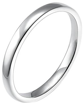 Bishilin Trauring Damen Einzeln Weißgold 375, Frauen Ring 2MM Schmal Bandring Verlobungsringe Eheringe ohne Nickel Gr.54 (17.2)