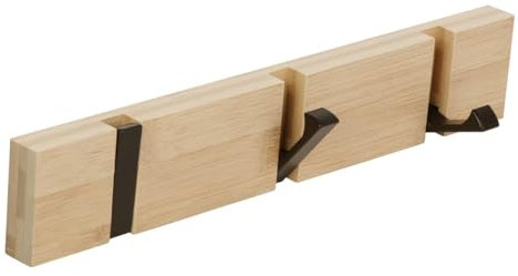 Cozensyson Garderobenhaken Selbstklebend Stark, Garderobenhaken Holz mit 3 Faltbaren Haken zum Aufhängen von Mänteln, Mänteln, Hüten, Schals, Handtaschen und Schlüsseln