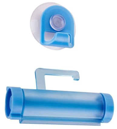 Rollbarer Zahnpasta Quetscher Rolle aus PP mit Saugnapfhalterung Blau