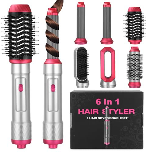 Ixydor Cepillo Secador de Pelo Air Styler 6 en 1,Secador de Pelo Profesional de 1000W,Tecnología Iónica,Moldeador de Pelo, Automático de Rizado de Aire, Hair Styler para Todos Los Peinados