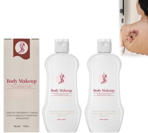 Body Makeup Foundation, Natürliches Bein- Und Körpernarben-Abdeckungs-Make-up, Wasserdichte Vollabdeckung für Tattoos & Narben, 24H Halt für Natürlichen Teint (100ml, 2 Stück)