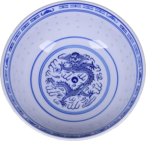 Set di Ciotole per Ramen in Ceramica, Ciotole per Noodle in Porcellana Blu E Bianca per Zuppa, Insalata, Riso E Cucina Asiatica, Forno A Microonde E Lavabile in Lavastoviglie, Design del, 5in