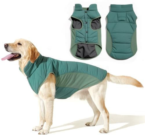 Poiinvc Winddichter Hundemantel Hundejacke mit Geschirrloch Reflektierend Warm und Wasserdicht für Hunde von S bis XXXL mit Elastischen Bündchen Ideal für Outdoor