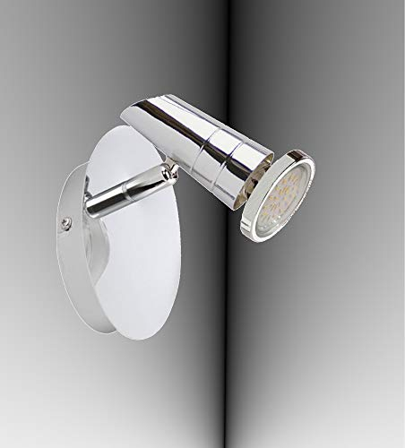 Trango 1-flammig 2001-018-5W LED Wandleuchte *MAX* in Chrom-Optik inkl. 1x 5 Watt GU10 LED Leuchtmittel I Deckenlampe I Deckenstrahler I Deckenspots I Wandstrahler I Leselampe schwenkbar & drehbar