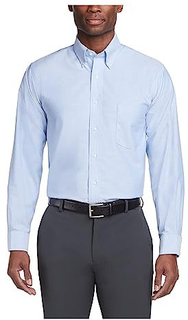 Van Heusen Men's Dress Shirt Regular Fit Oxford Solid, Blue, 18.5 Neck 32-33 Sleeve