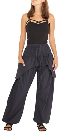 Leucht-Welten Damen Pumphose mit Taschen Dehnbare Pluderhose Schwarz Einheitsgröße